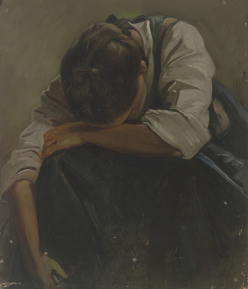 Crying peasant girl