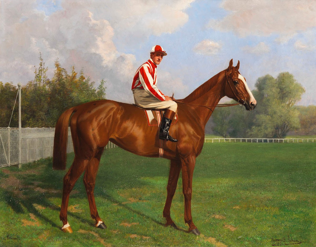 Titina mit Jockey Bernard Carlslake 1907