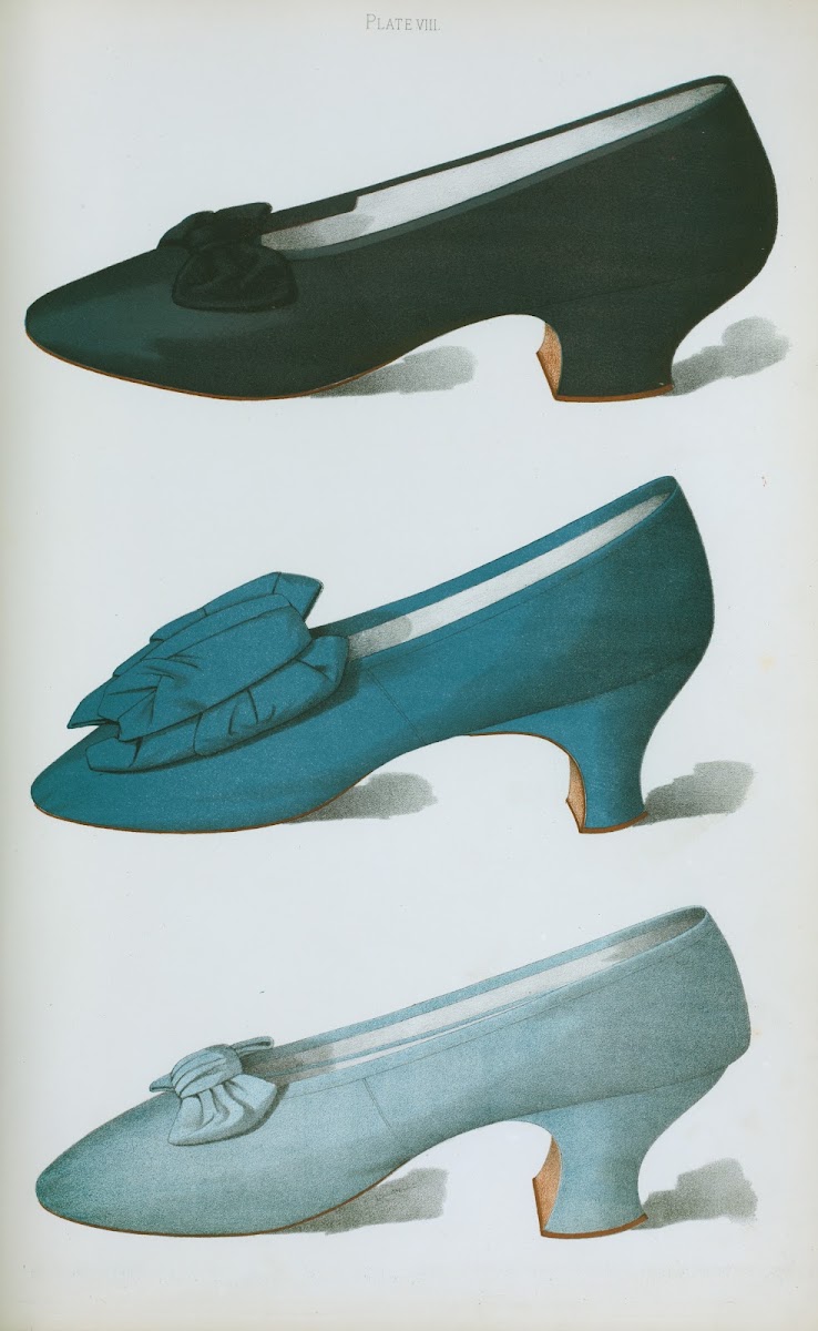 Deep rich purple satin shoe with bow made by Meier of Paris English shoe of brig