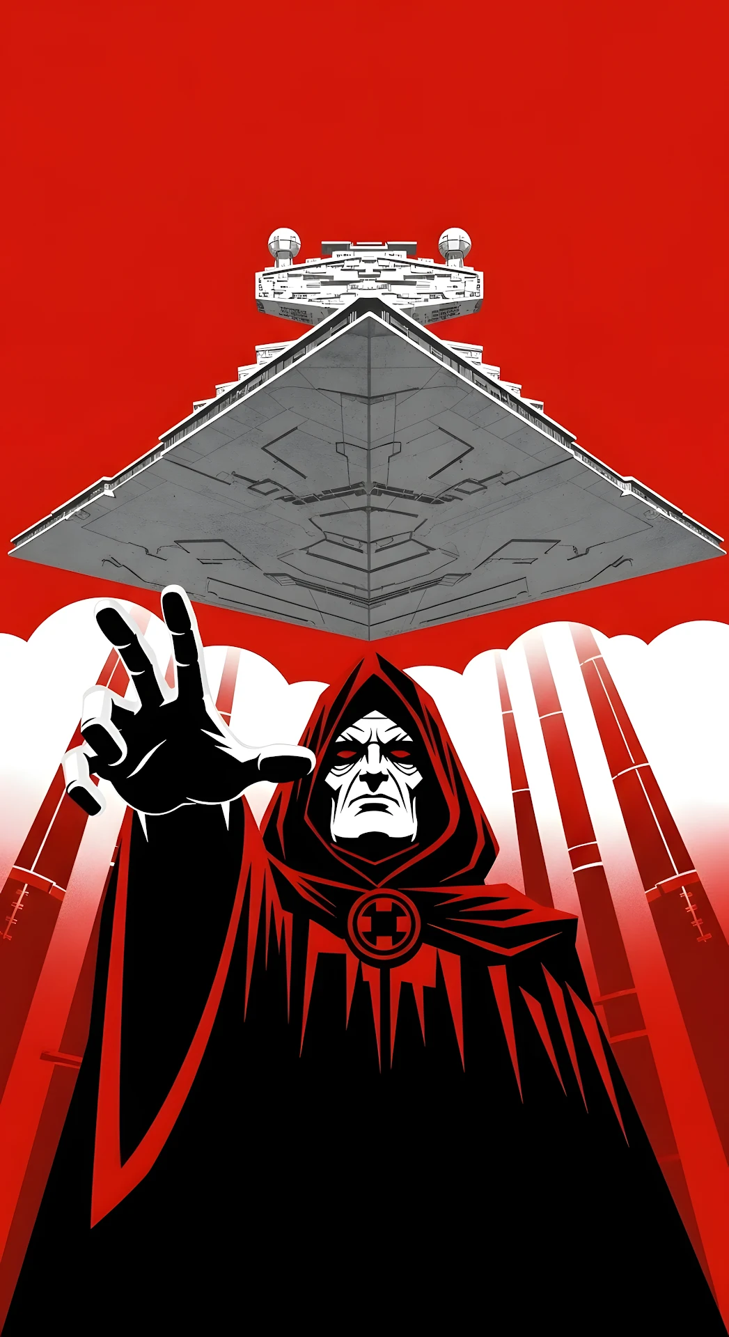Imperial Propaganda Poster with Star Destroyer and Emperor - Free 4K mobile Wallpaper