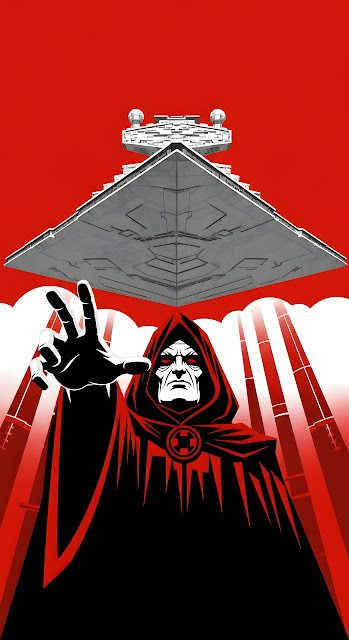 Imperial Propaganda Poster with Star Destroyer and Emperor - Free mobile Wallpaper