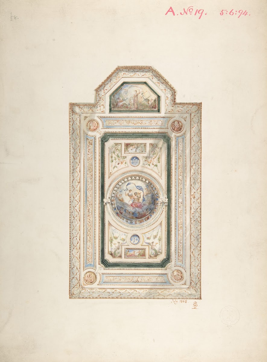 Inscribed Drawing With Monogram Of Sang Of A Ceiling Design July 1868 1868