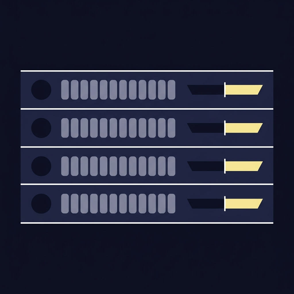 Minimalist 2D vector stadium scoreboard showing team standings with horizontal points bars and diverging goal difference bars on Funded Plays palette How Tournament Matchups Work
