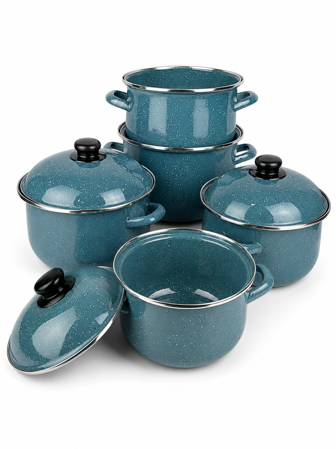 Juego De Ollas En Peltre X5Pcs 18/22/24/26 - 2.5/3/4.5/5.5/6.5Lts — imagen 2