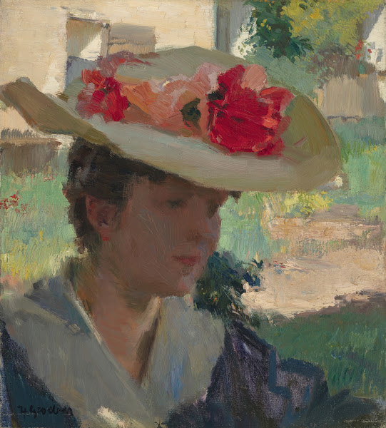 Meine Frau mit Strohhut in Tittmoning 1905