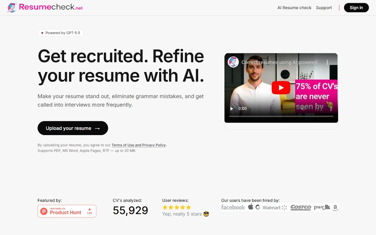 Captura de Resume Check