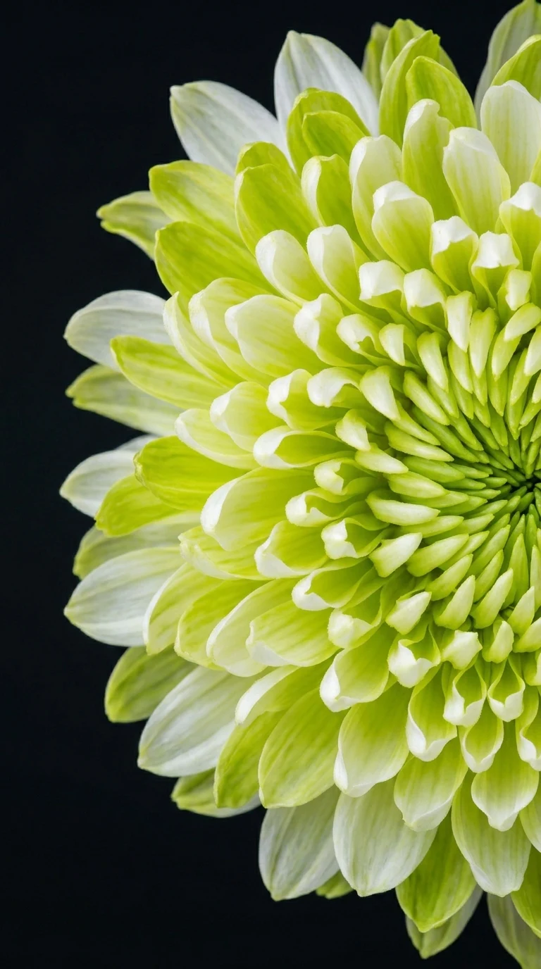 Vibrant White and Lime Green Chrysanthemum Flower Macro Shot - Free 4K mobile Wallpaper