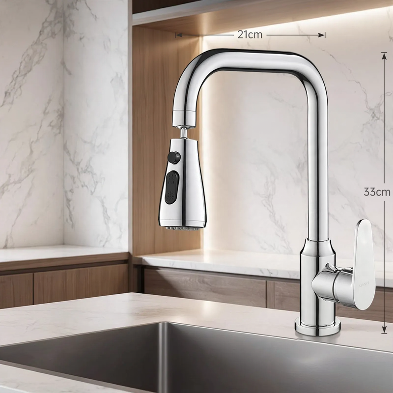 Stainless steel faucet for kitchen, mixing or cold water