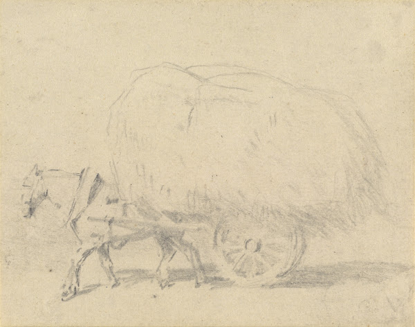 A Horse Pulling a Load of Hay