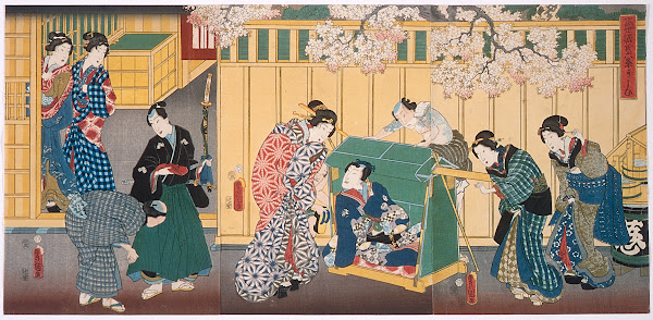 Present day Genji Visiting the Rokujō Mansion 1856
