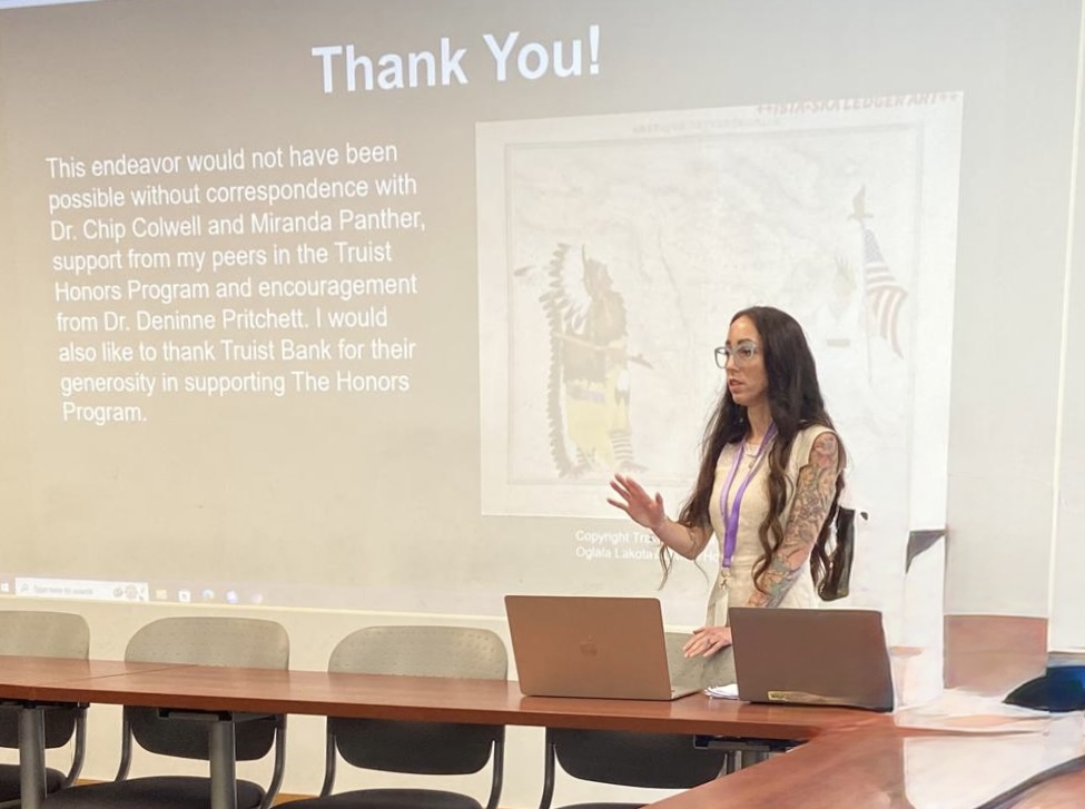 Amanda Sanchez presenting NAGPRA research at Western Carolina University