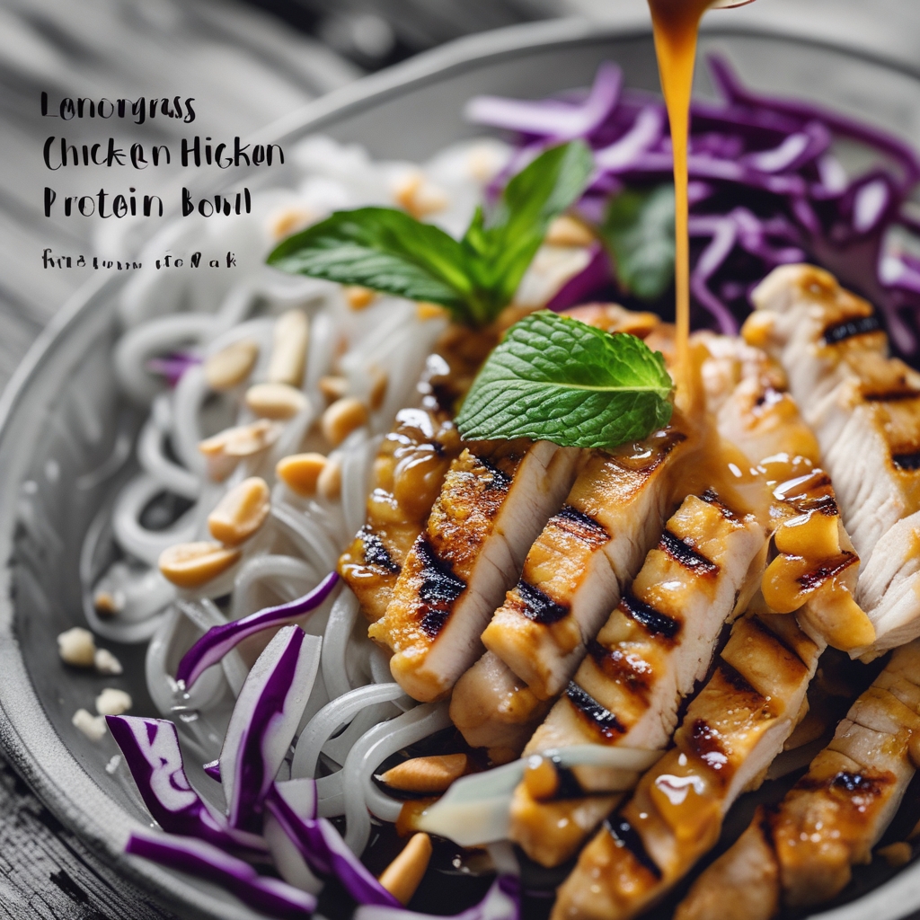 Vietnamese Lemongrass Chicken Vermicelli Protein Bowls with Peanut-Lime Dressing