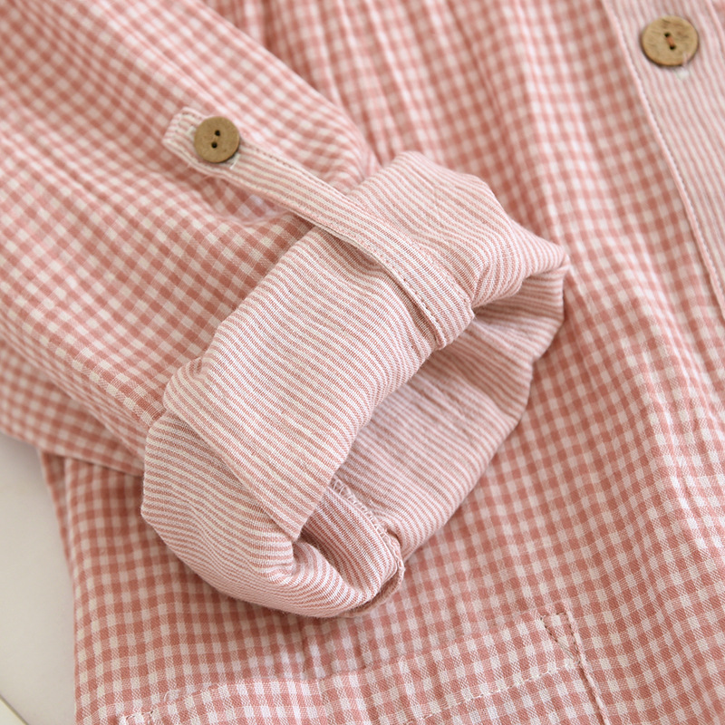 Damen-Pyjama-Set aus Baumwoll-Doppelgaze im Karomuster