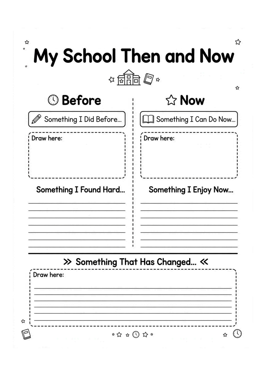 My School Then and Now Worksheet