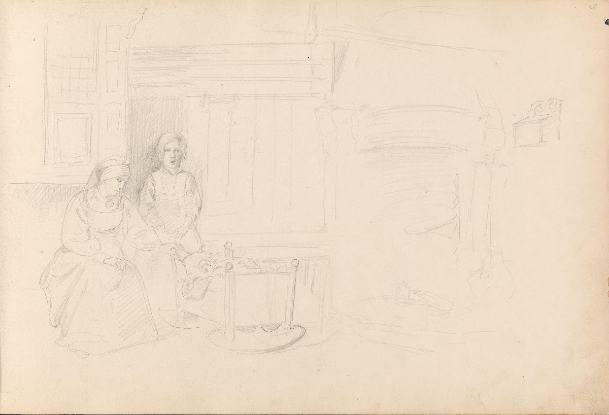 Figurgruppe i interiør 1857