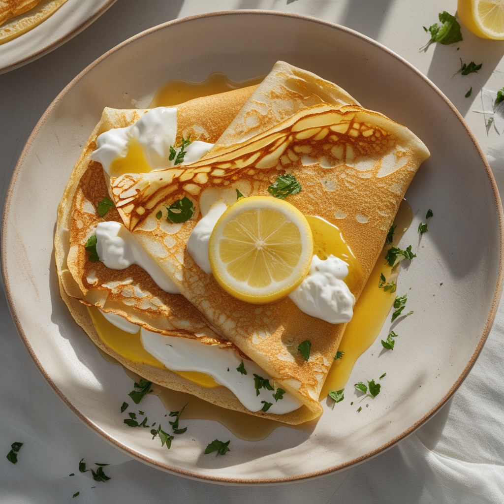 Blender Crepes with Greek Yogurt Lemon Filling - Easy Homemade Breakfast Treat finished