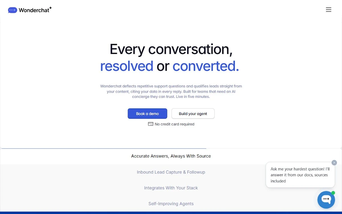 Captura de Wonderchat.io