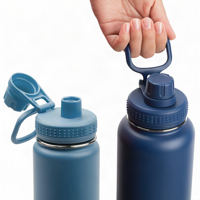 Isolierte Edelstahl-Trinkflasche mit Tragegriff