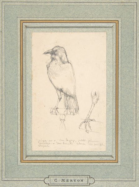 A Raven Perched on a Rail mid 19th century
