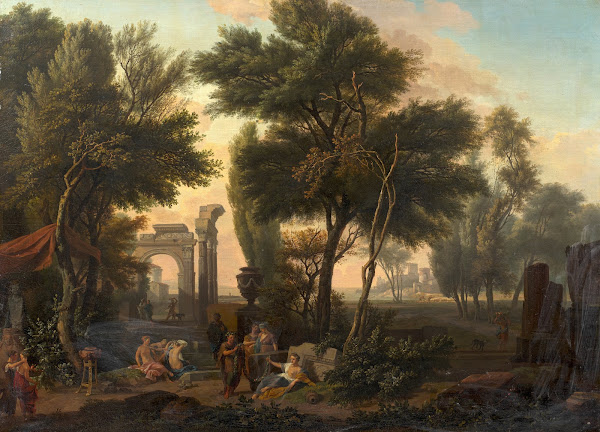 Paysage classique animé de personnages