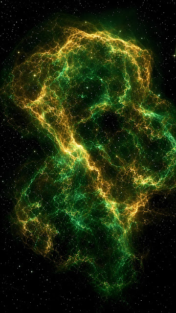 Supernova remnant in emerald green and dust gold space wallpaper - Free mobile Wallpaper