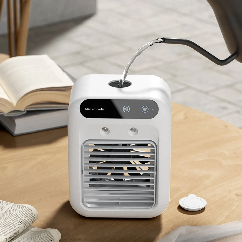 Portable table cooling fan with misting function