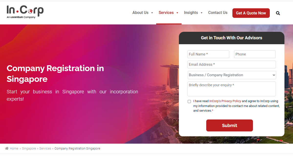 incorp global incorporation page