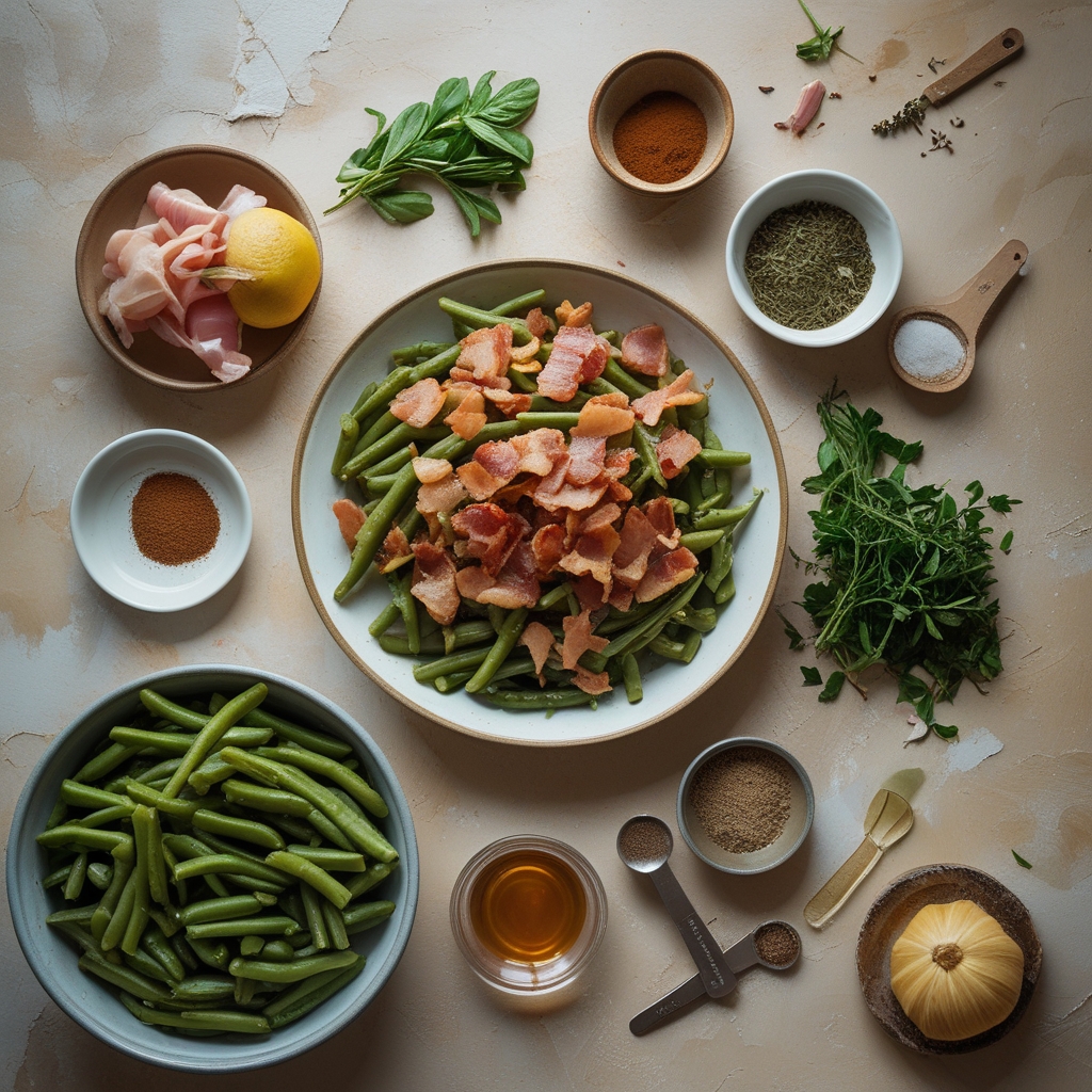 Ingredients for Bacon Loaded Green Bean Casserole - Easy, Comforting Family Favorite