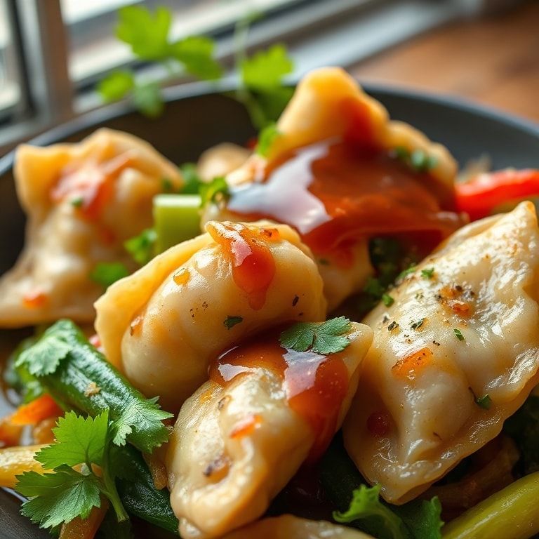 Easy Potsticker Stir Fry with Fresh Veggies and Soy Sauce: Quick & Crispy Family Dinner finished