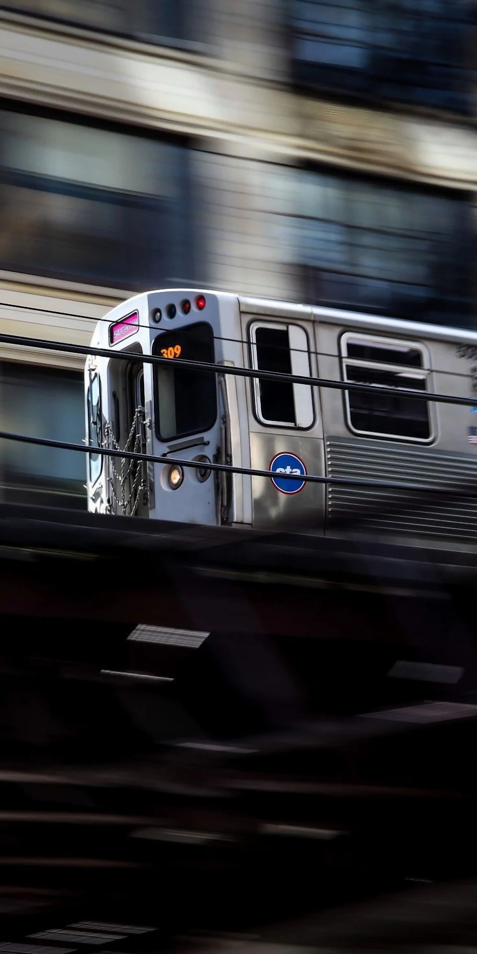 Chicago Elevated Train Motion Blur Vertical Urban Transit - Free 4K mobile Wallpaper