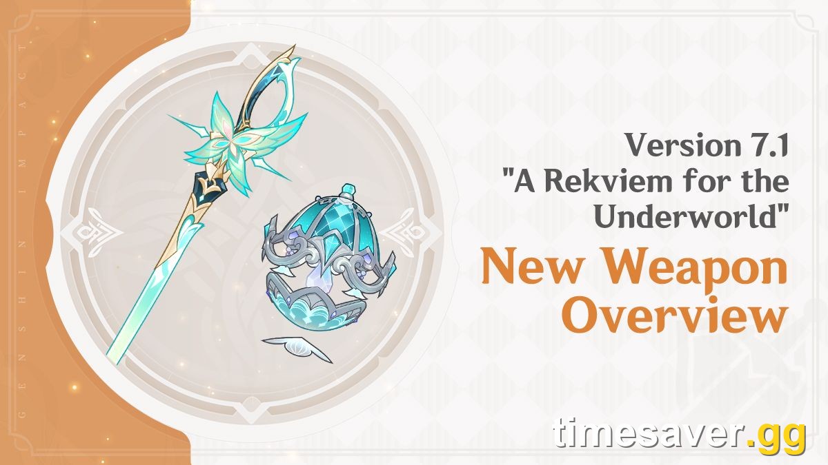 Official Genshin Impact Version 7.1 new weapon overview banner for A Rekviem for the Underworld