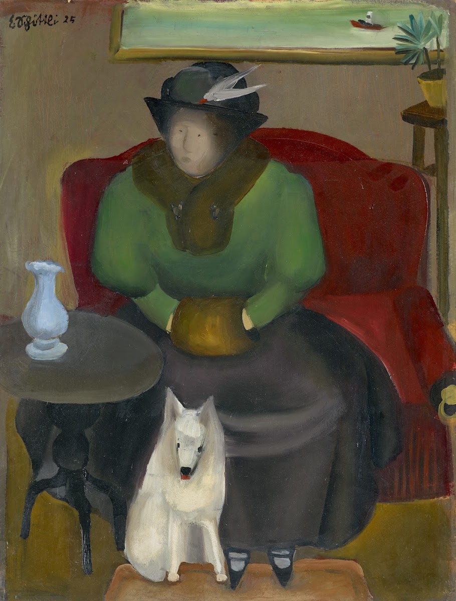Woman in Fur with Dog 1925