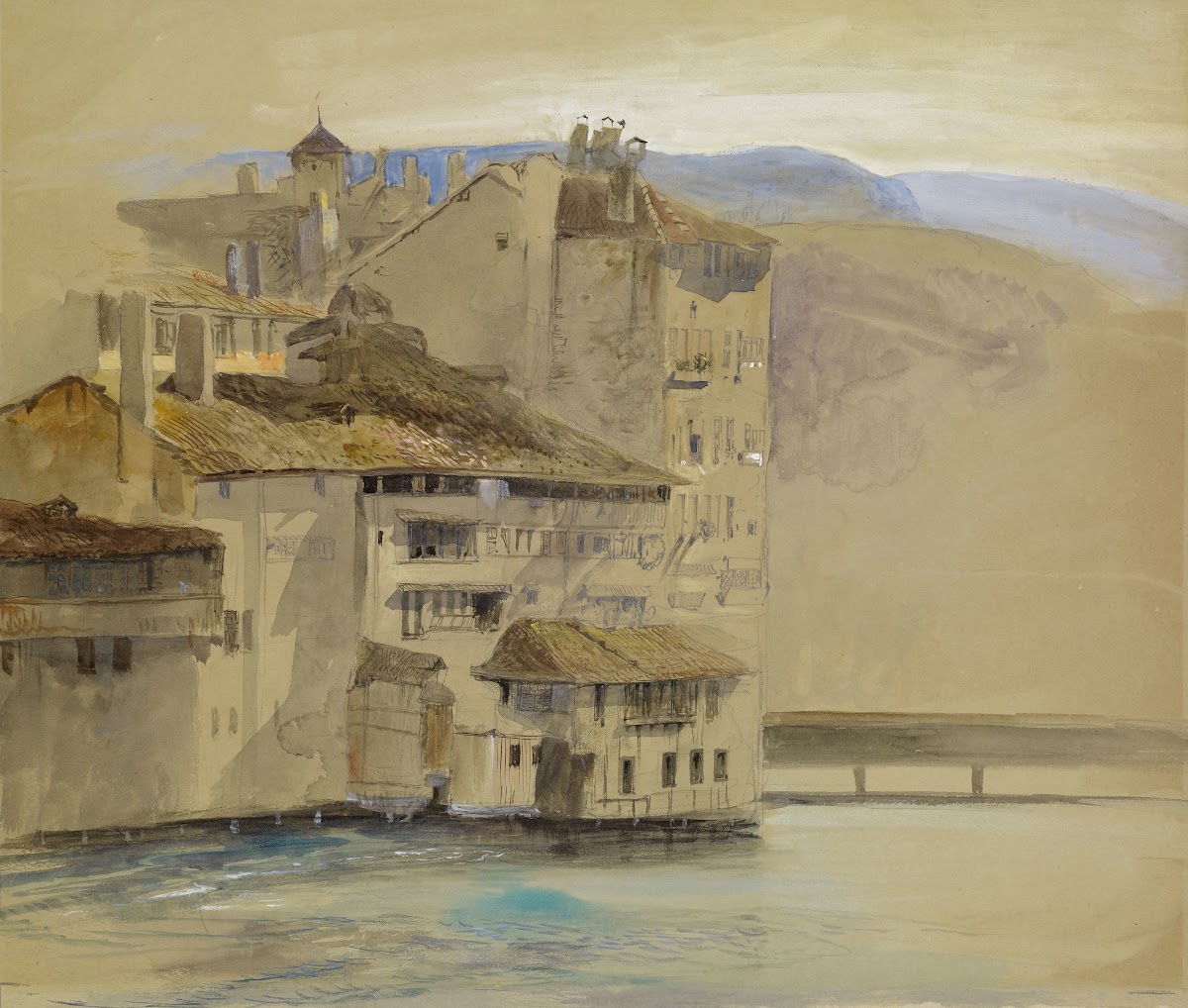 Old Houses on the Rhône Island Geneva 1862 63
