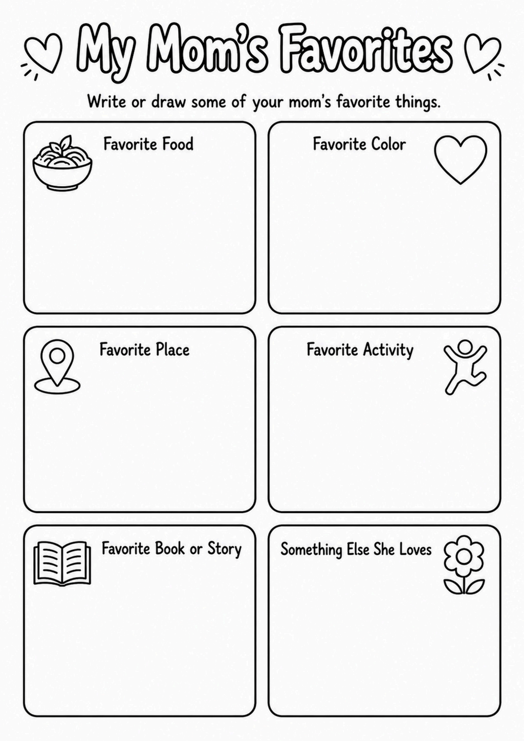 My Mom's Favorites Worksheet