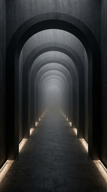 Infinite Black Arch Corridor Minimalist Architecture Wallpaper - Free mobile Wallpaper