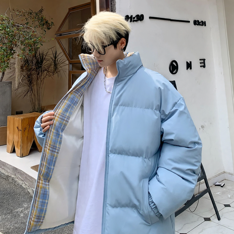 Men's padded jacket with stand-up collar, padded