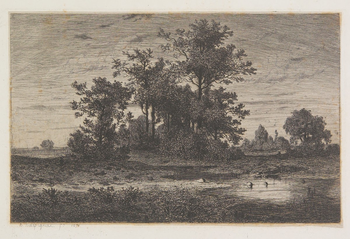 Paysage boisé avec l étang 1850