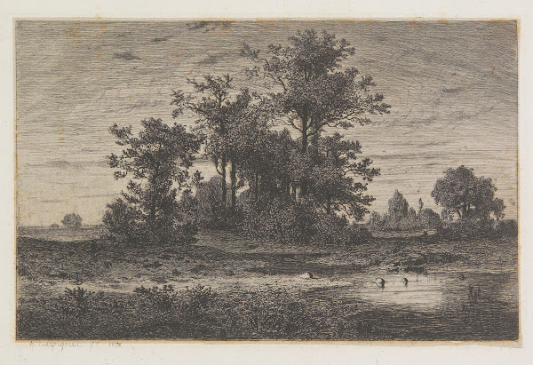 Paysage boisé avec l étang 1850