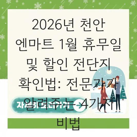 2026년 천안 엔마트 1월 휴무일 및 할인 전단지 확인법: 전문가가 알려주는 4가지 비법