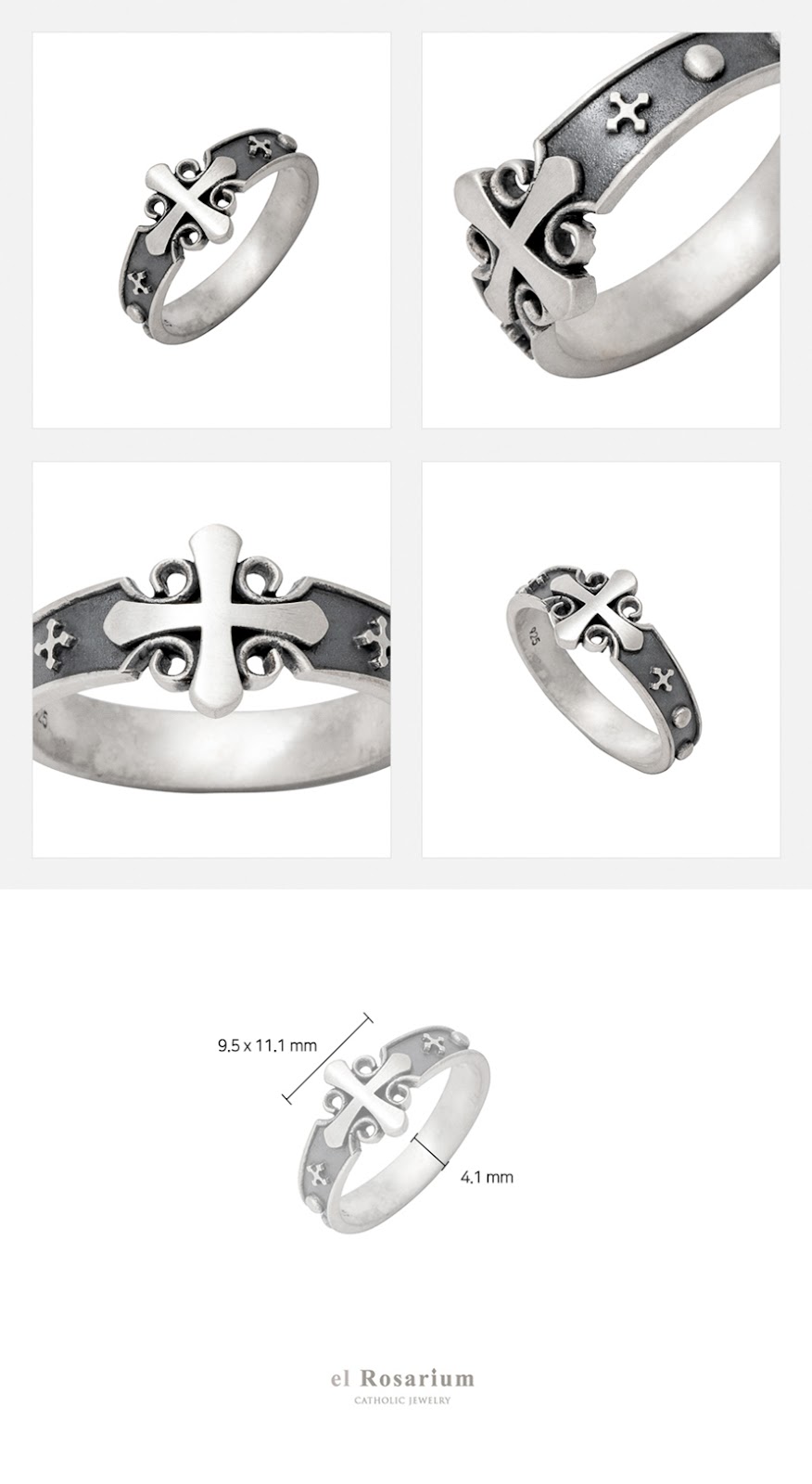 Rosary Ring RA113 925 Antique Alex Silver Catholic Christian (US 5