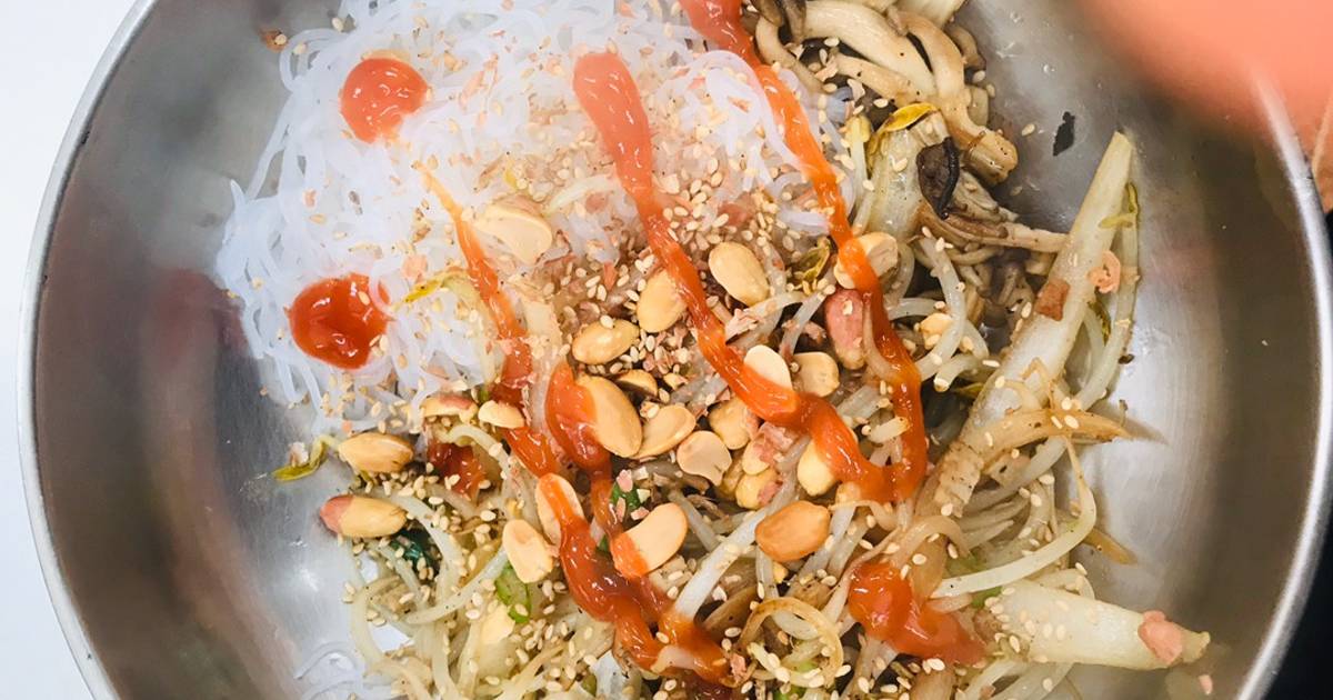 Bún nưa trộn rau đậu phộng