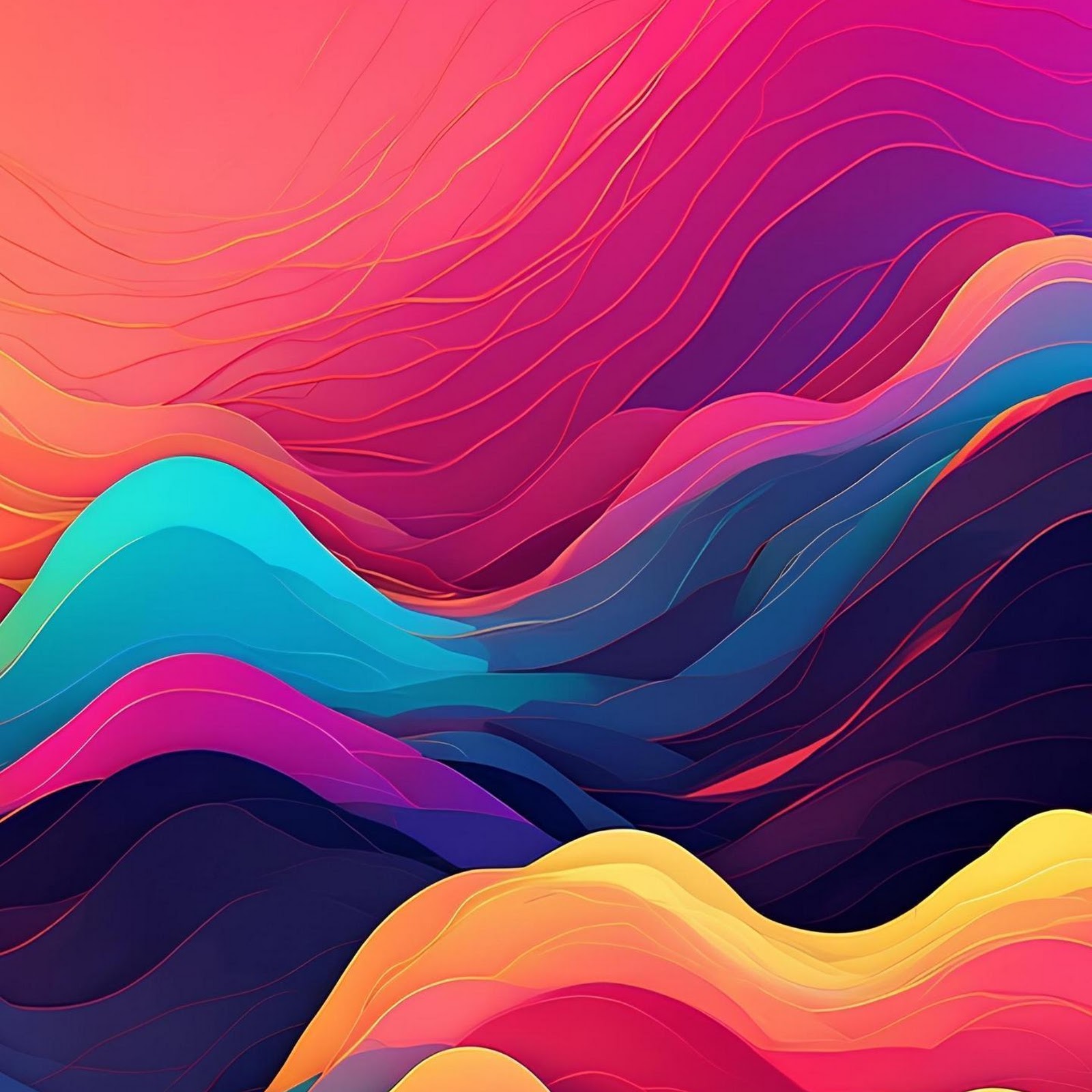 Download Abstract Colorful Wavy Layers 2K iPhone