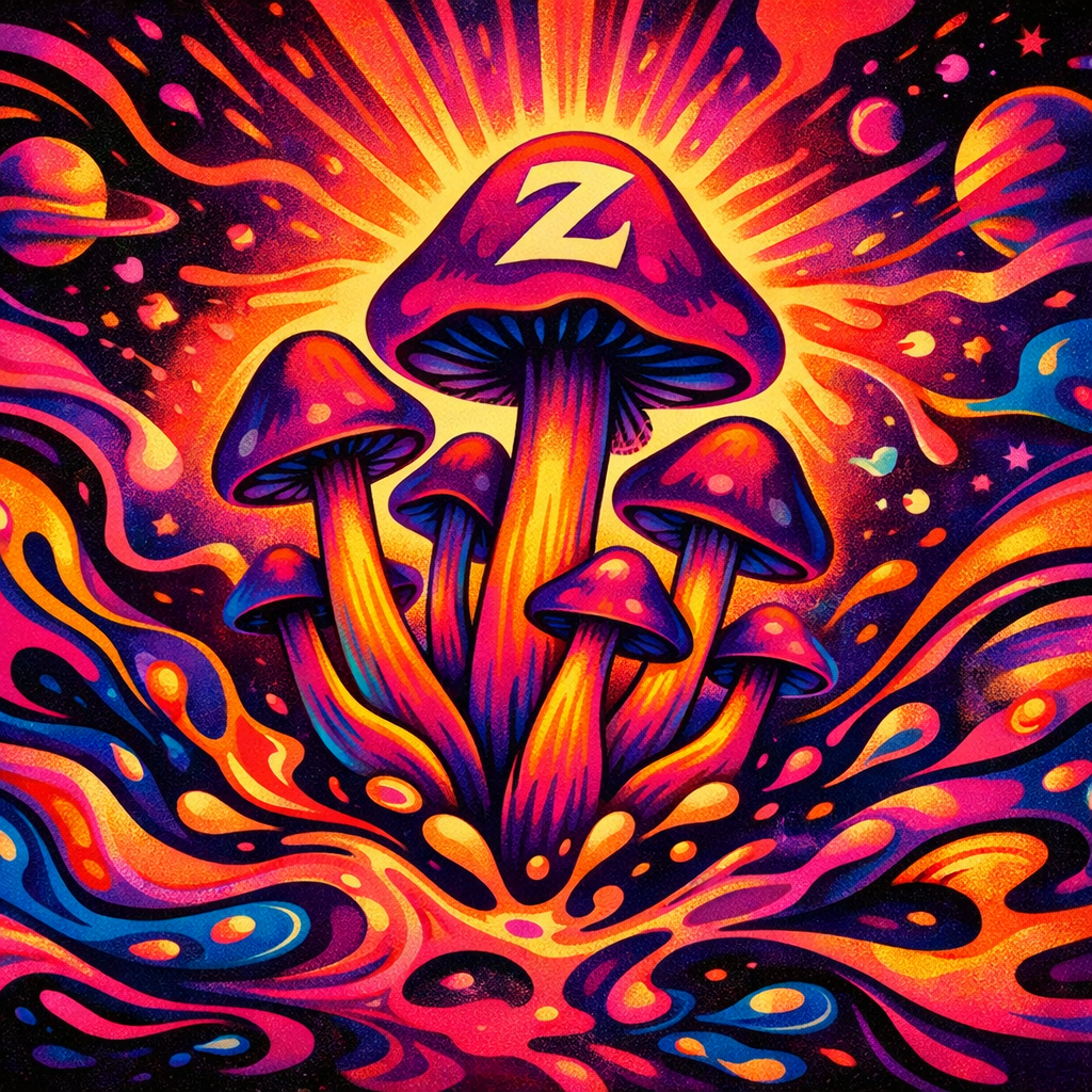 z strain mushroom – creative and expressive visual interpretation with bold colors