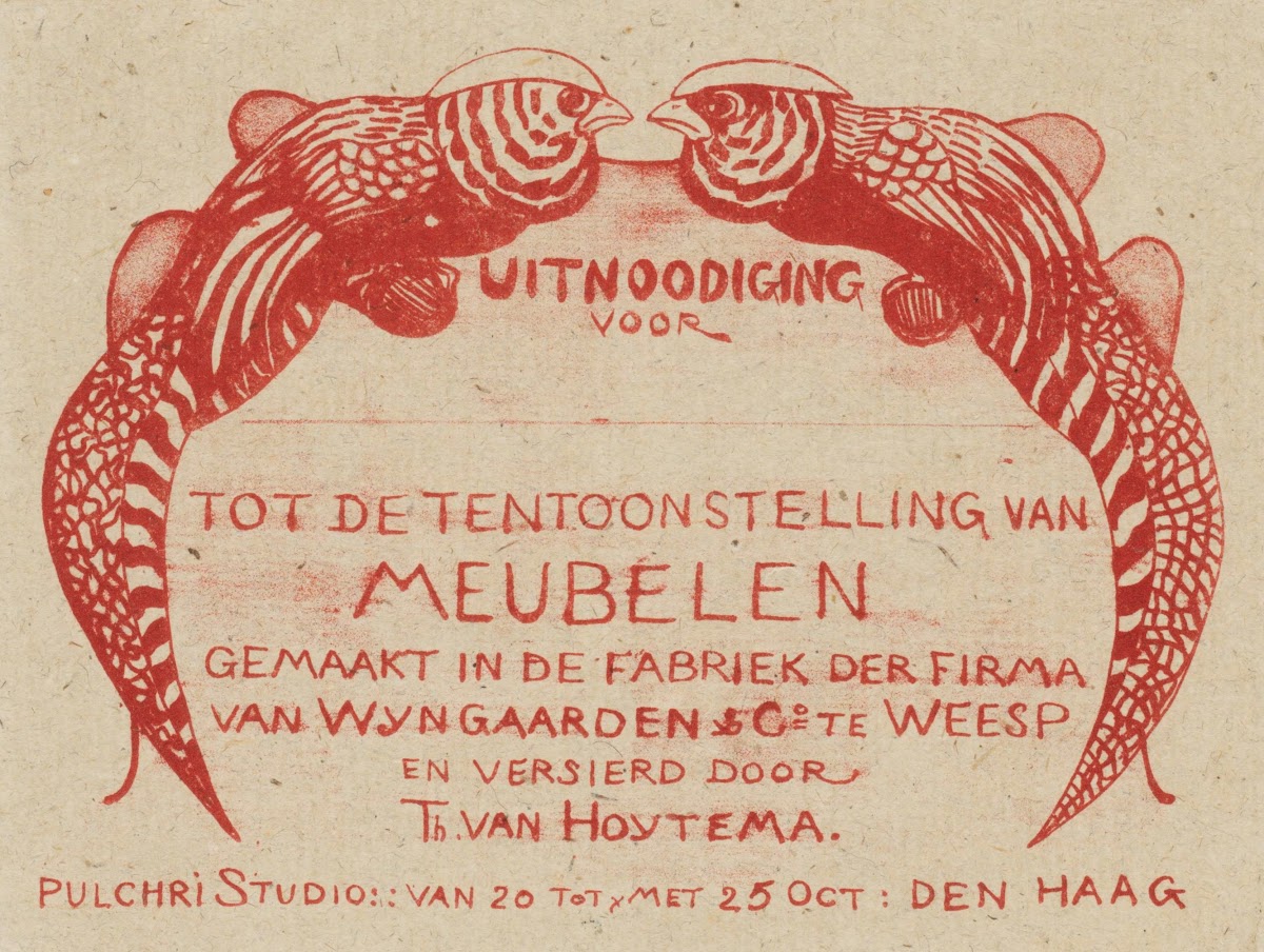 Uitnodigingskaart voor tentoonstelling van meubelen 1878   1900