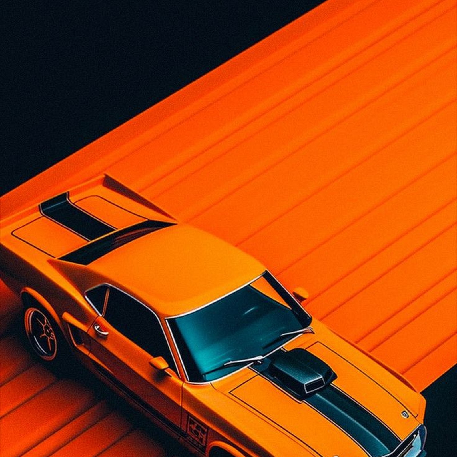Download Orange Ford Mustang Boss 302 iPhone