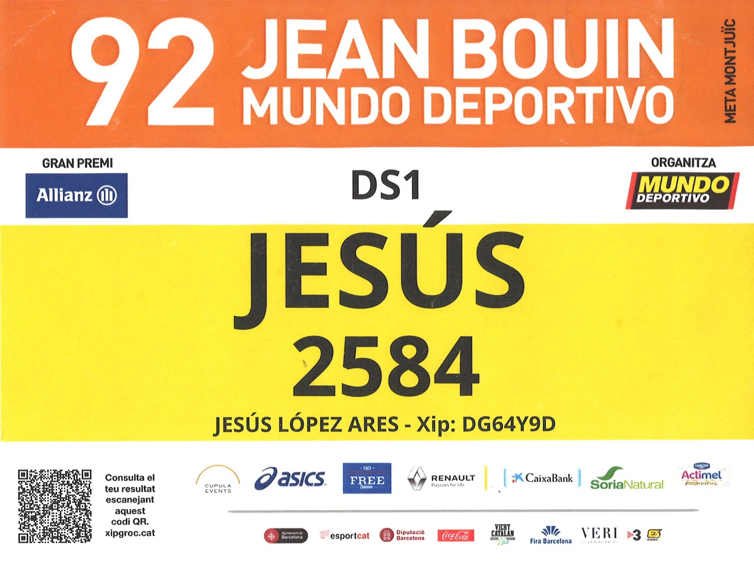 Dorsal de Jean Bouin