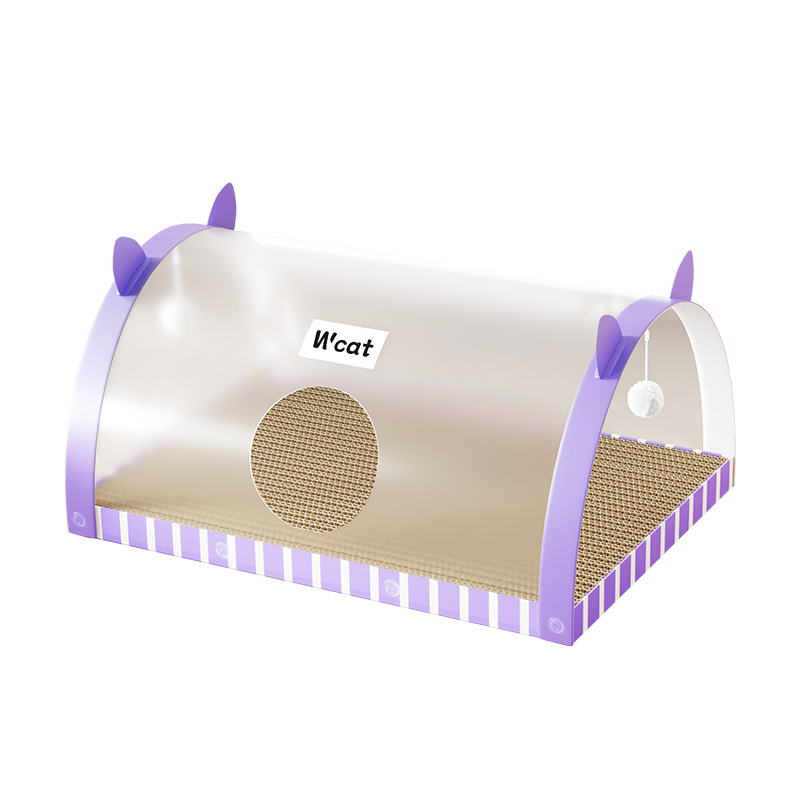 Scratching board and tunnel made of corrugated cardboard for cats