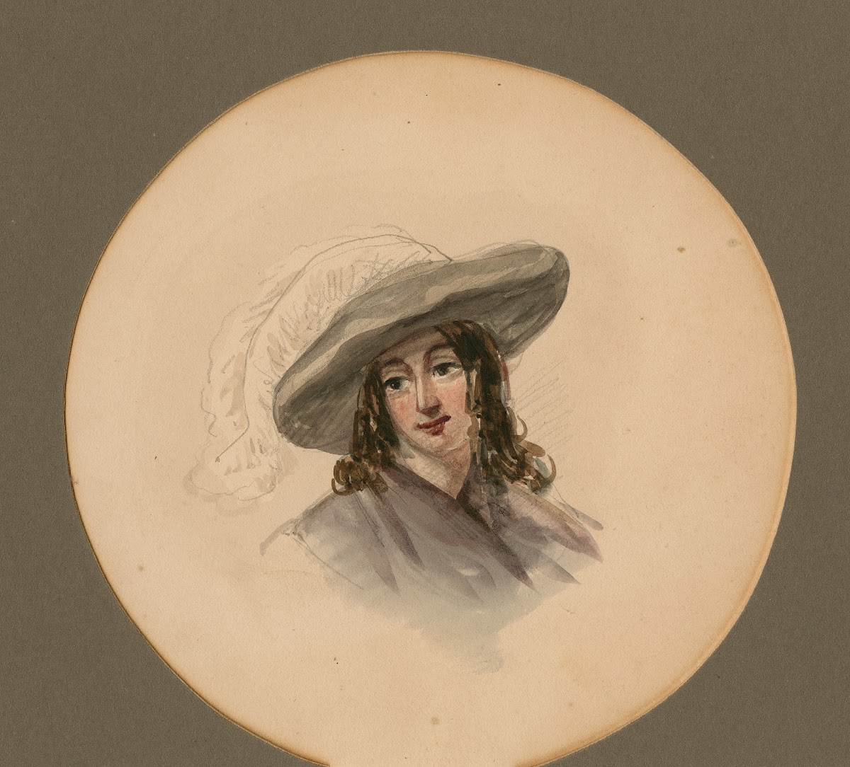 Miss Johnston in a large plumed hat