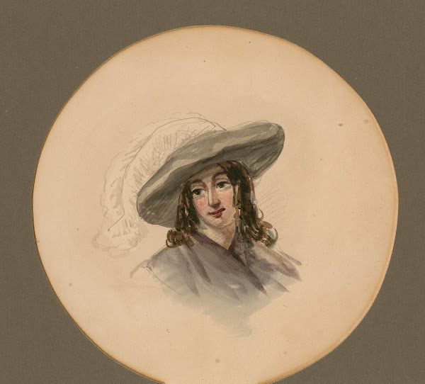 Miss Johnston in a large plumed hat