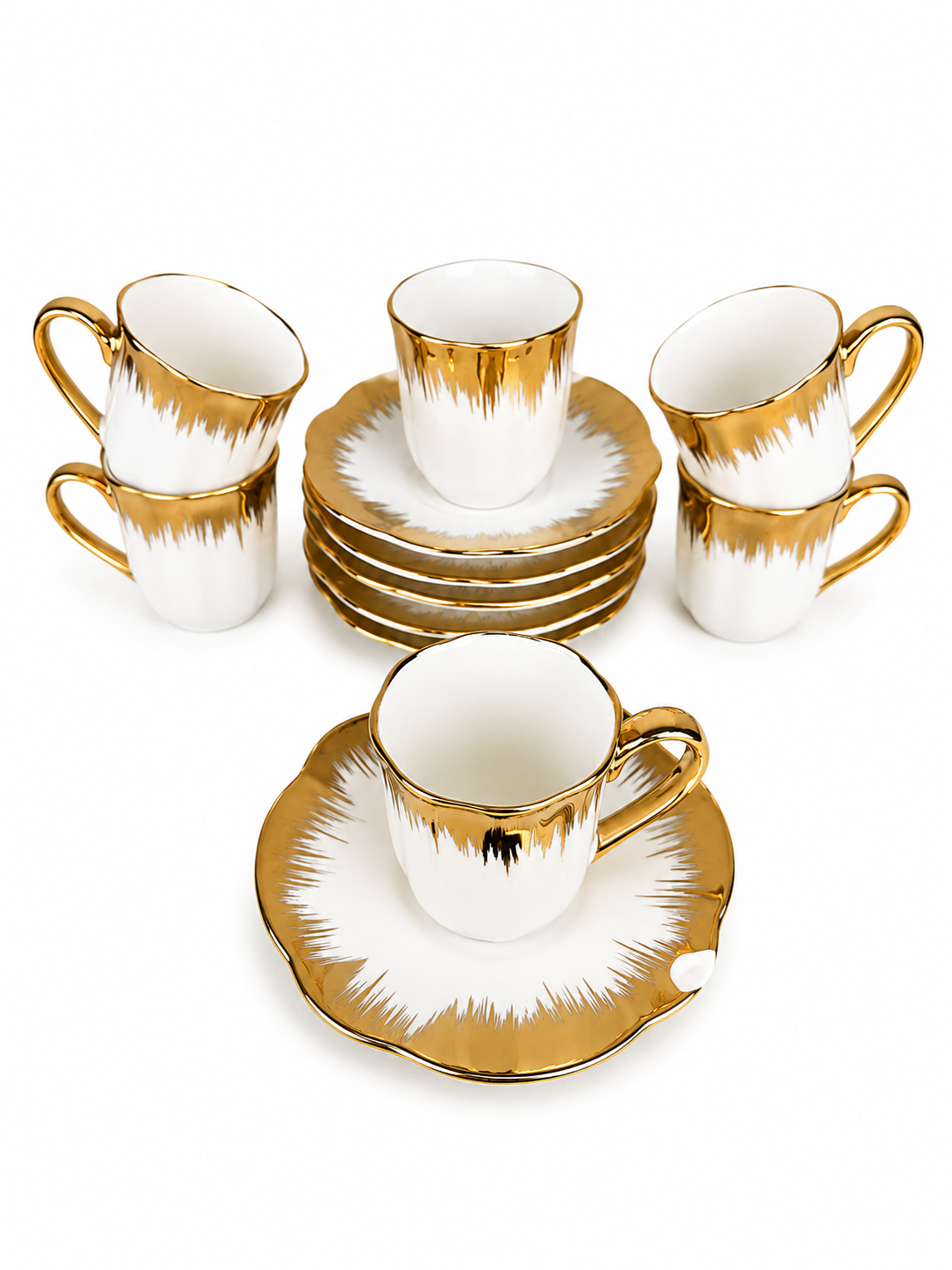 Set De Pocillos Con Plato De 100Ml Borde Dorado X 6 - 4.2 Pulgadas — imagen 2